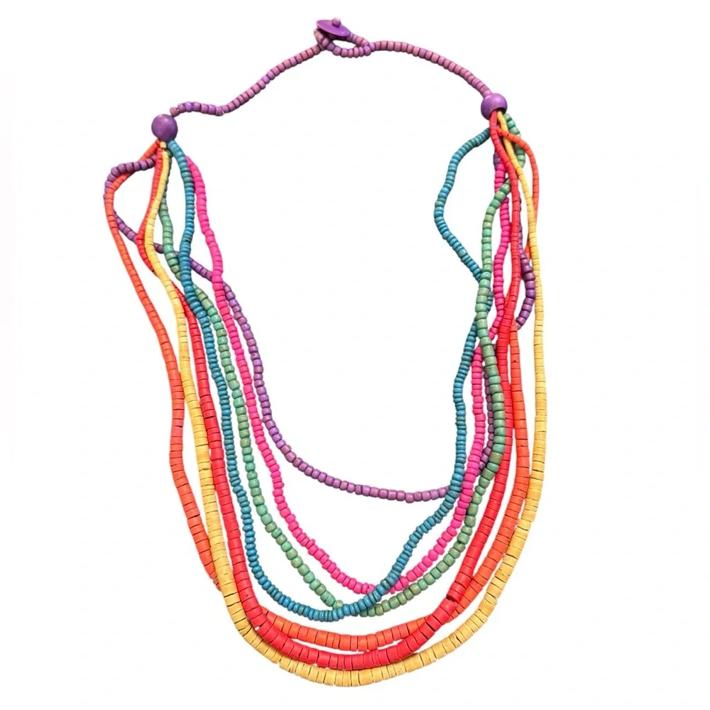 Multi-Color Beaded Layered Necklace - Women Jewelry - Picture 2 of 6